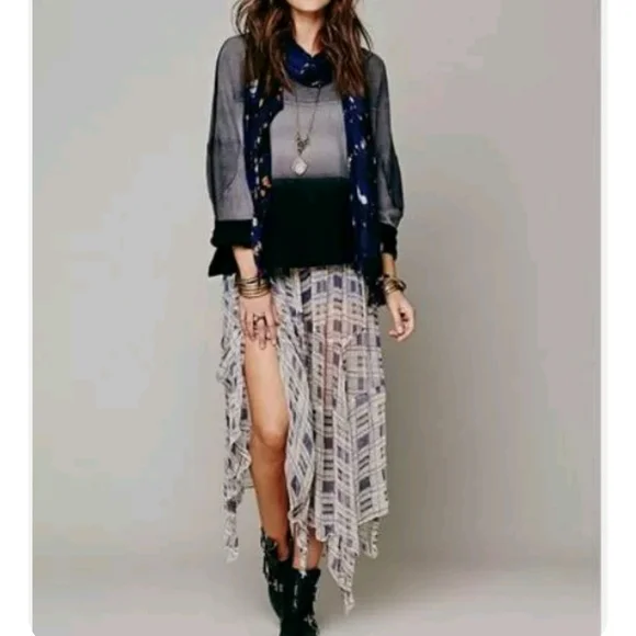 ISO!!! FP Tattered Circles Plaid Convertible Maxi Skirt/Slip - Picture 1 of 3